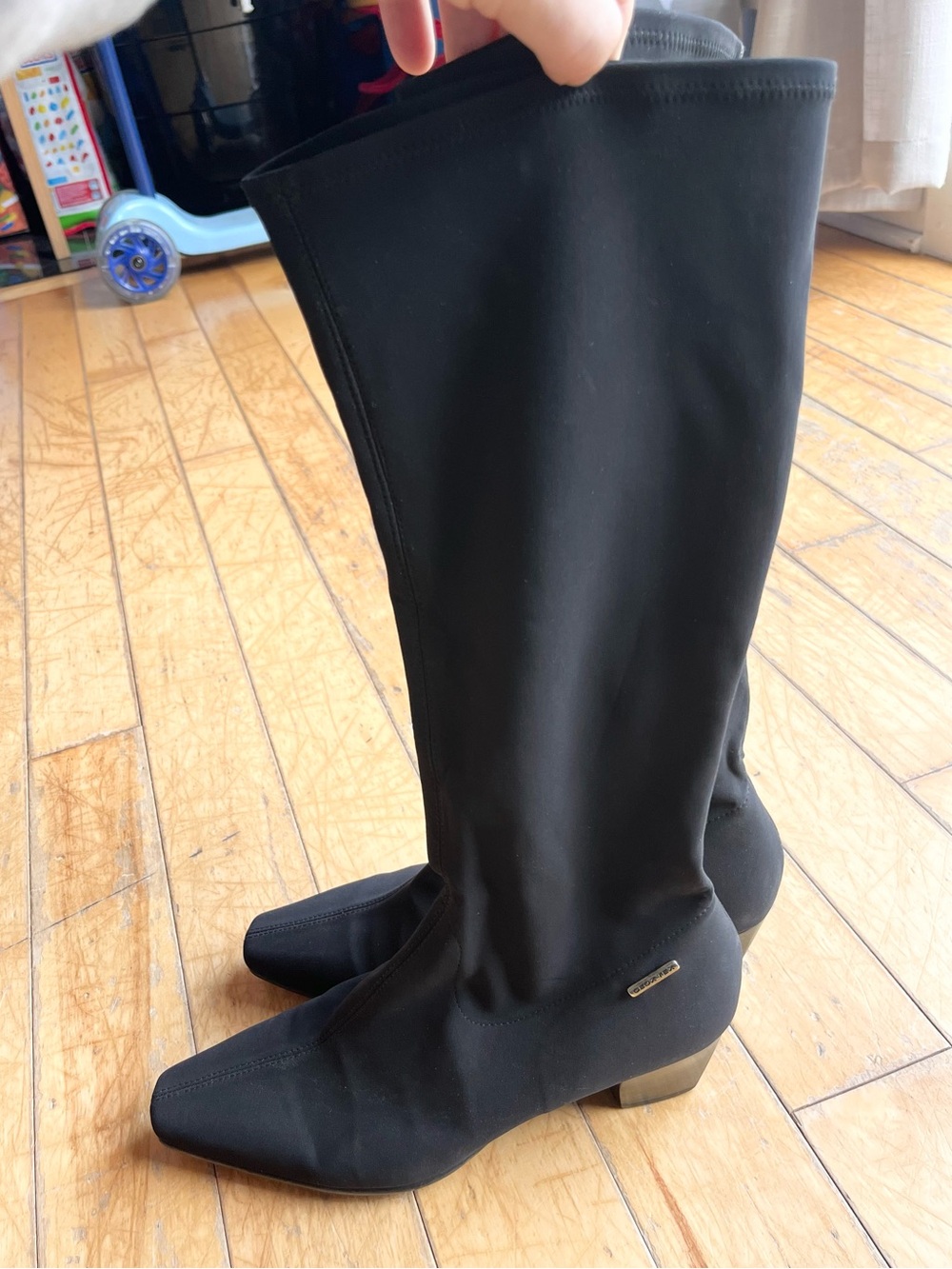 Geox Tex Black Stretch High Boots Block Heel Size 39
